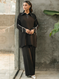 Mannat Clothing Suave Edit Raw Silk Co-Ord Set-Obsidian