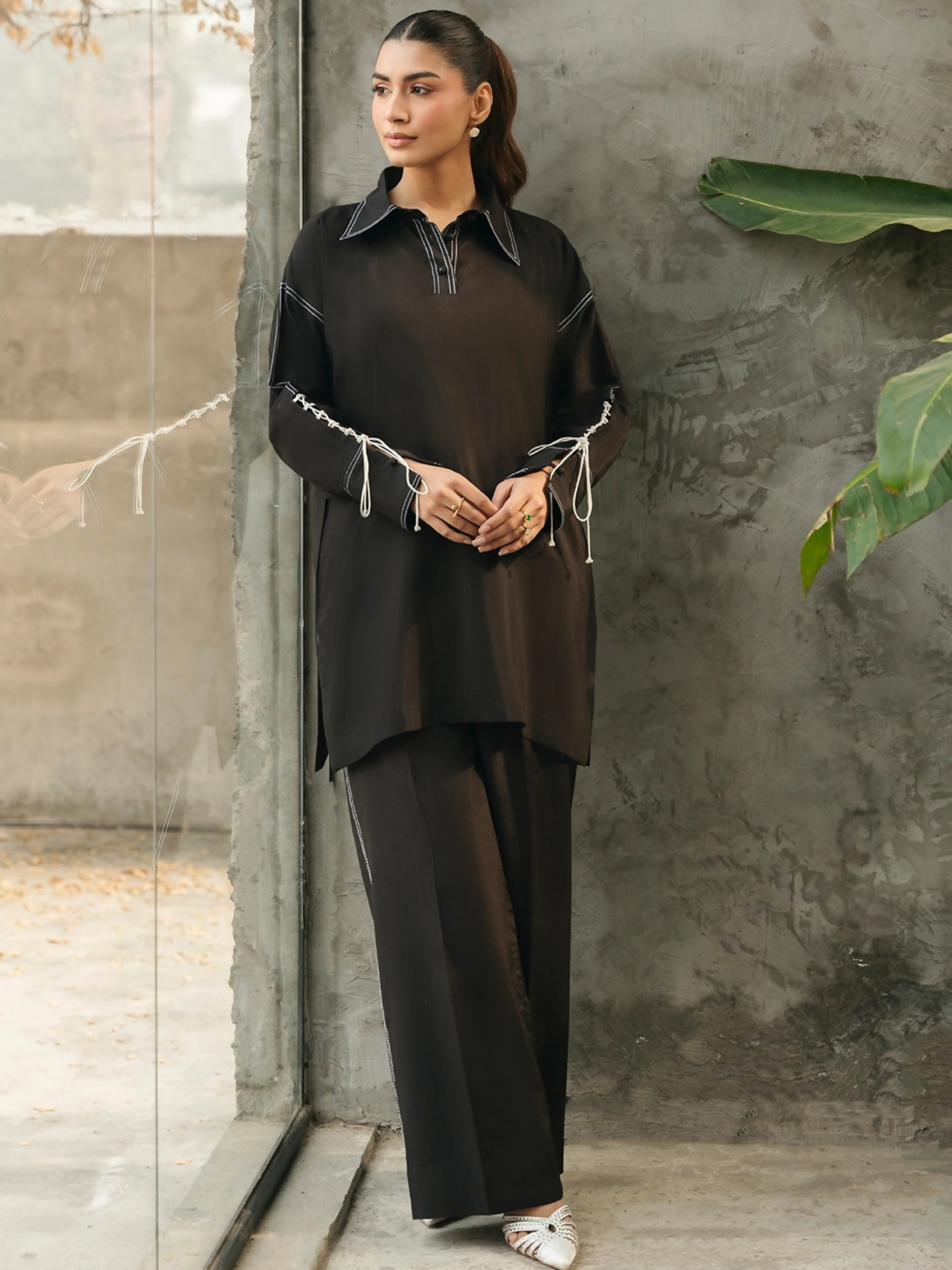 Mannat Clothing Suave Edit Raw Silk Co-Ord Set-Obsidian
