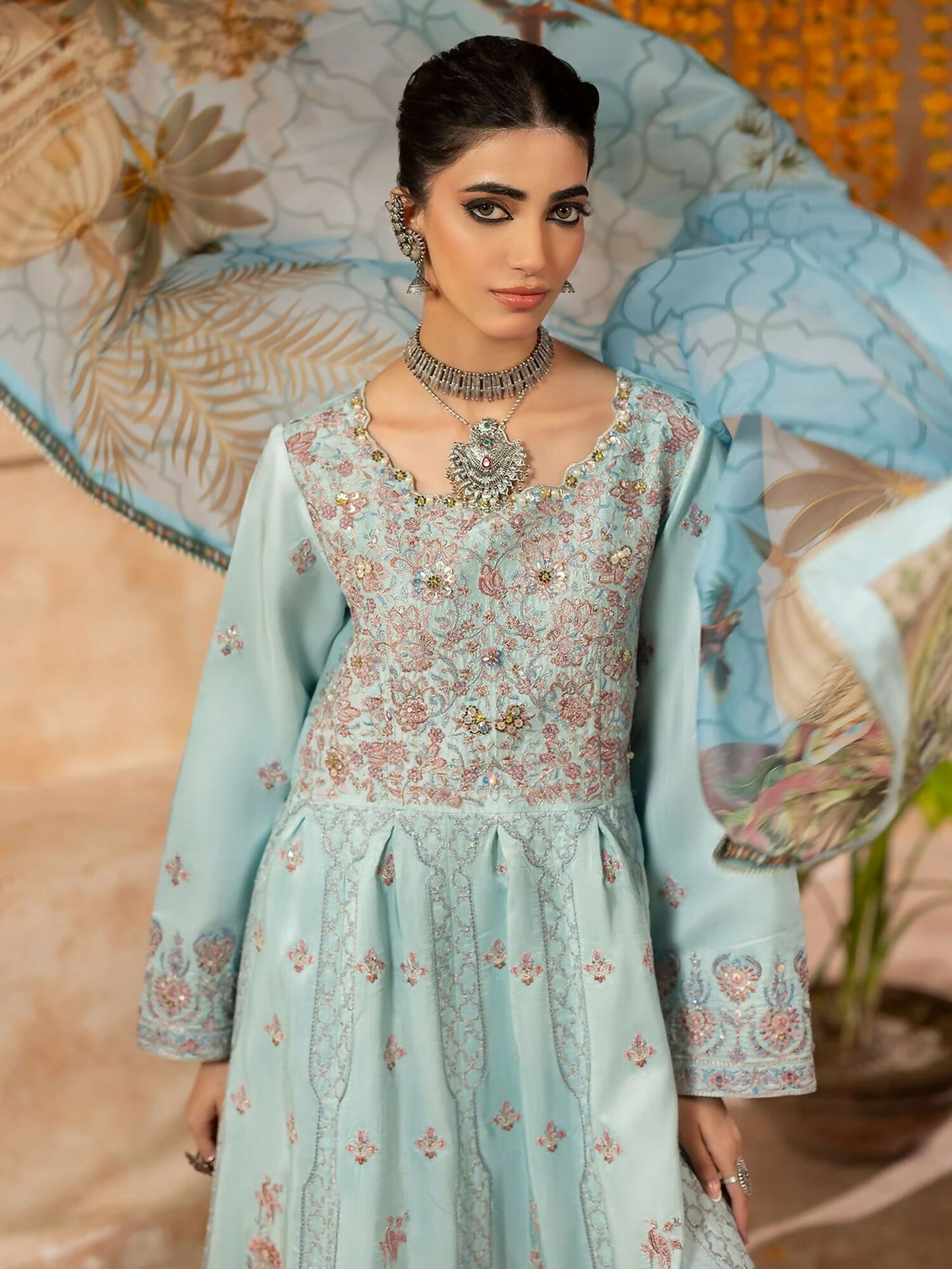 Shurooq Kanpur 1912 Silk Embellished Pishwas-Qutub Minar