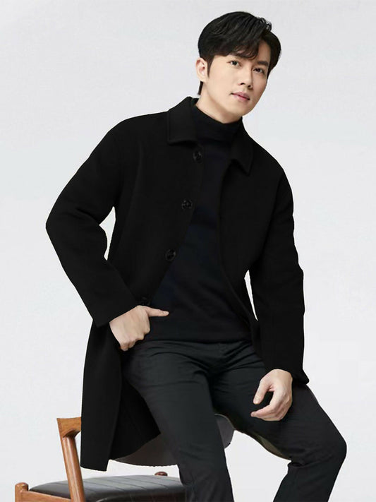 Black Jupiter Imported Luxe Business Black Business Coat-15040