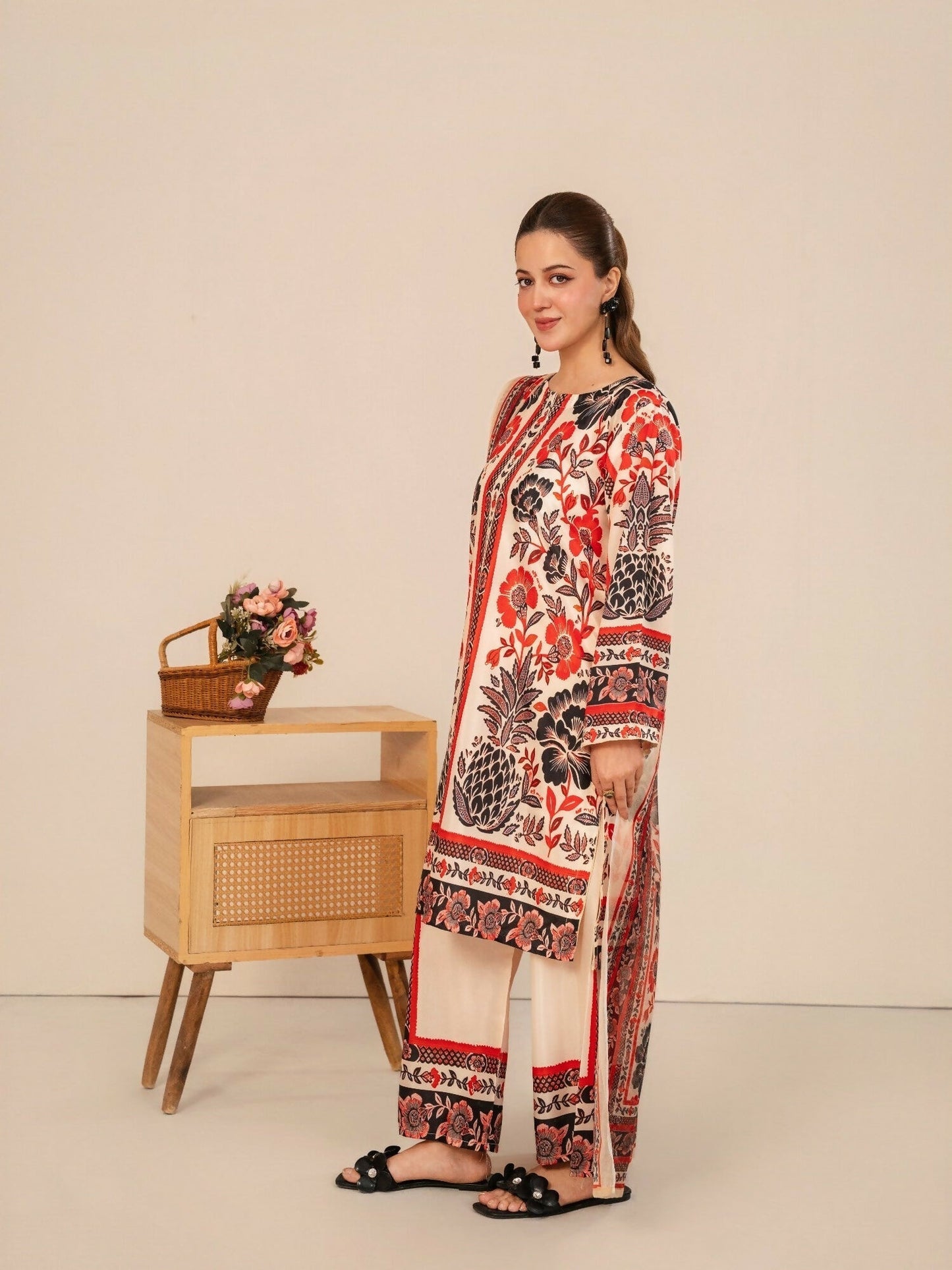 Stylish Collection Whisper Pret Silk Grip Printed Stitched 3-Piece Suit-Floral