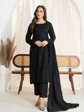 Panache Apparel Monochrome Tales Cotton Lawn Embroidered Stitched Suit-Classic Noir