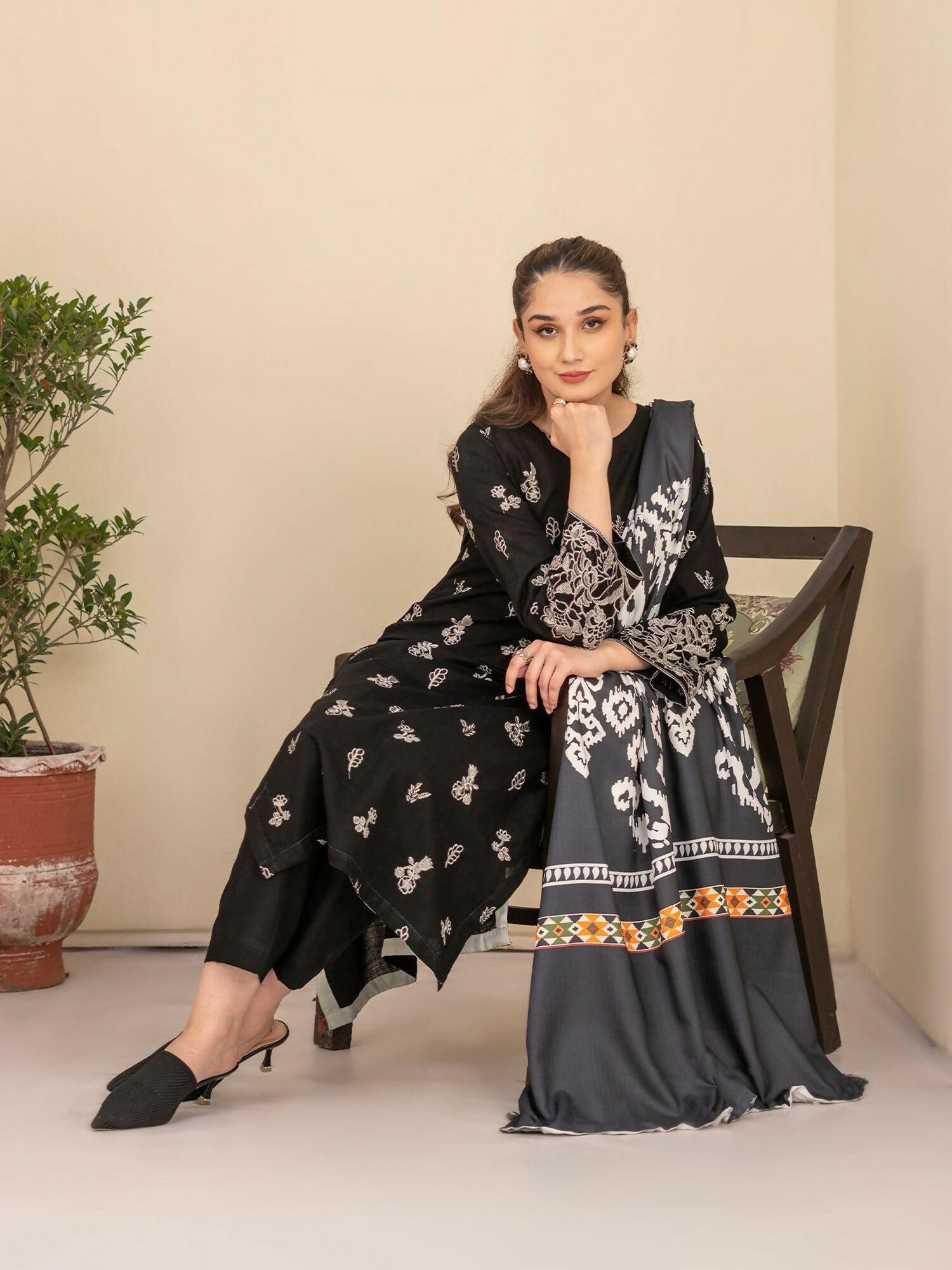 Panache Apparel Winter Basics Khaddar Embroidered Stitched Suit-Cove