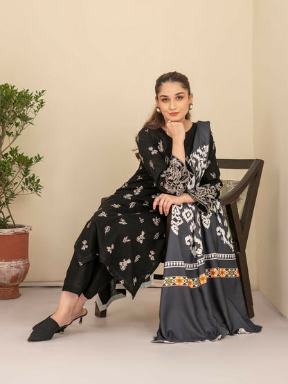 Panache Apparel Winter Basics Khaddar Embroidered Stitched Suit-Cove