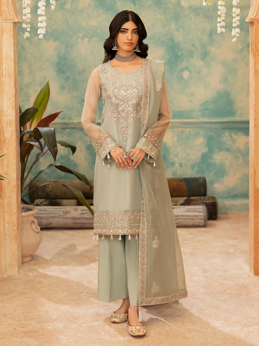 Shurooq Kanpur 1912 Organza Embellished Stitched 3-Piece Suit-Chandni Chowk