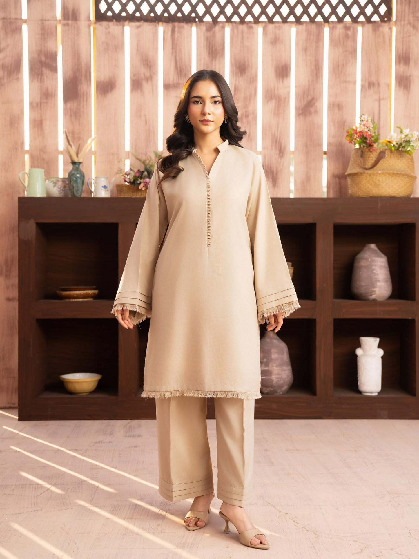 Panache Apparel Winter Core Linen Stitched Suit-Tundra