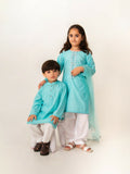 Kidoz Kloset Chikankari Embroidered Stitched 3-Piece Suit-Bubblegum Bloom