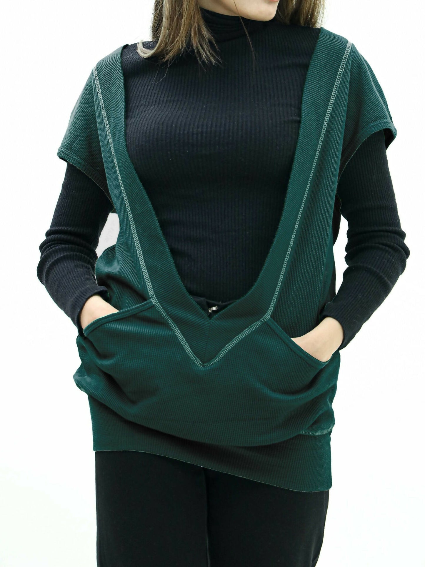 Funky Plain Waffle Candy V Neck Tropical Tops-14223