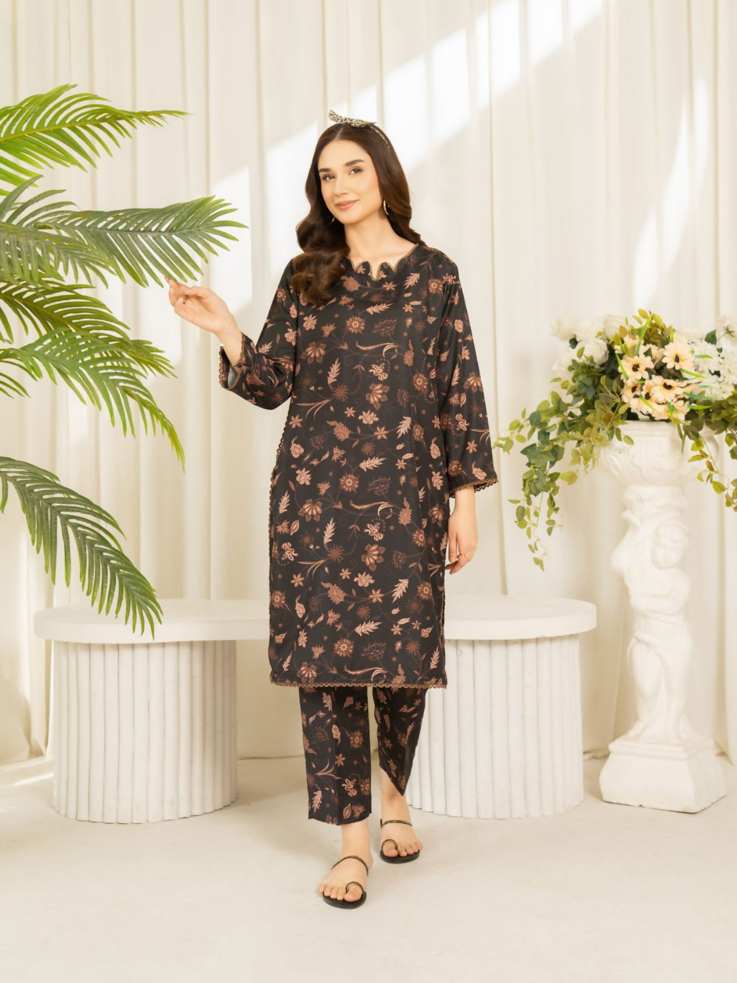 Panache Apparel Sunlit Essentials Cambric Printed Co-Ord Set-Bare