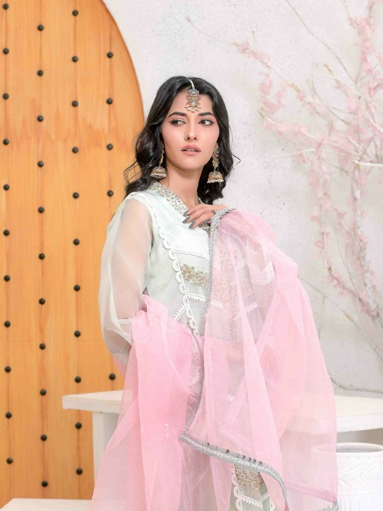 Ruby's Couture Ashiyana Organza Embroidered Stitched 3-Piece Suit-Tara