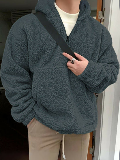 Grey Jupiter Rugged Sherpa Quarter Zip Gender Neutral Hoodie-14857