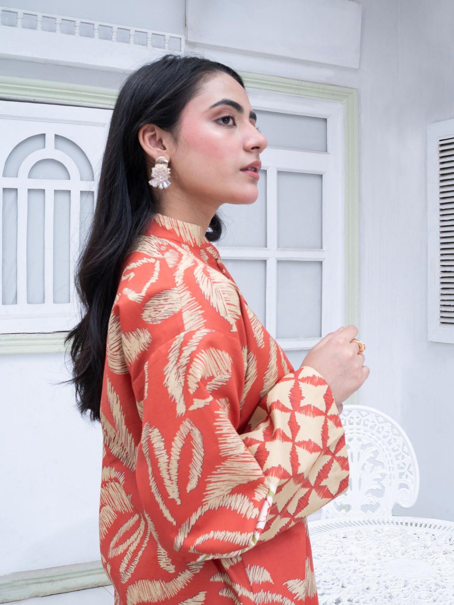 Orange Rabazka Lawn Printed Co-Ord Set-15