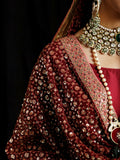 Hussain Rehar Luxury Pret'23 Raw Silk Embellished Stitched 3-Piece Suit-Granate