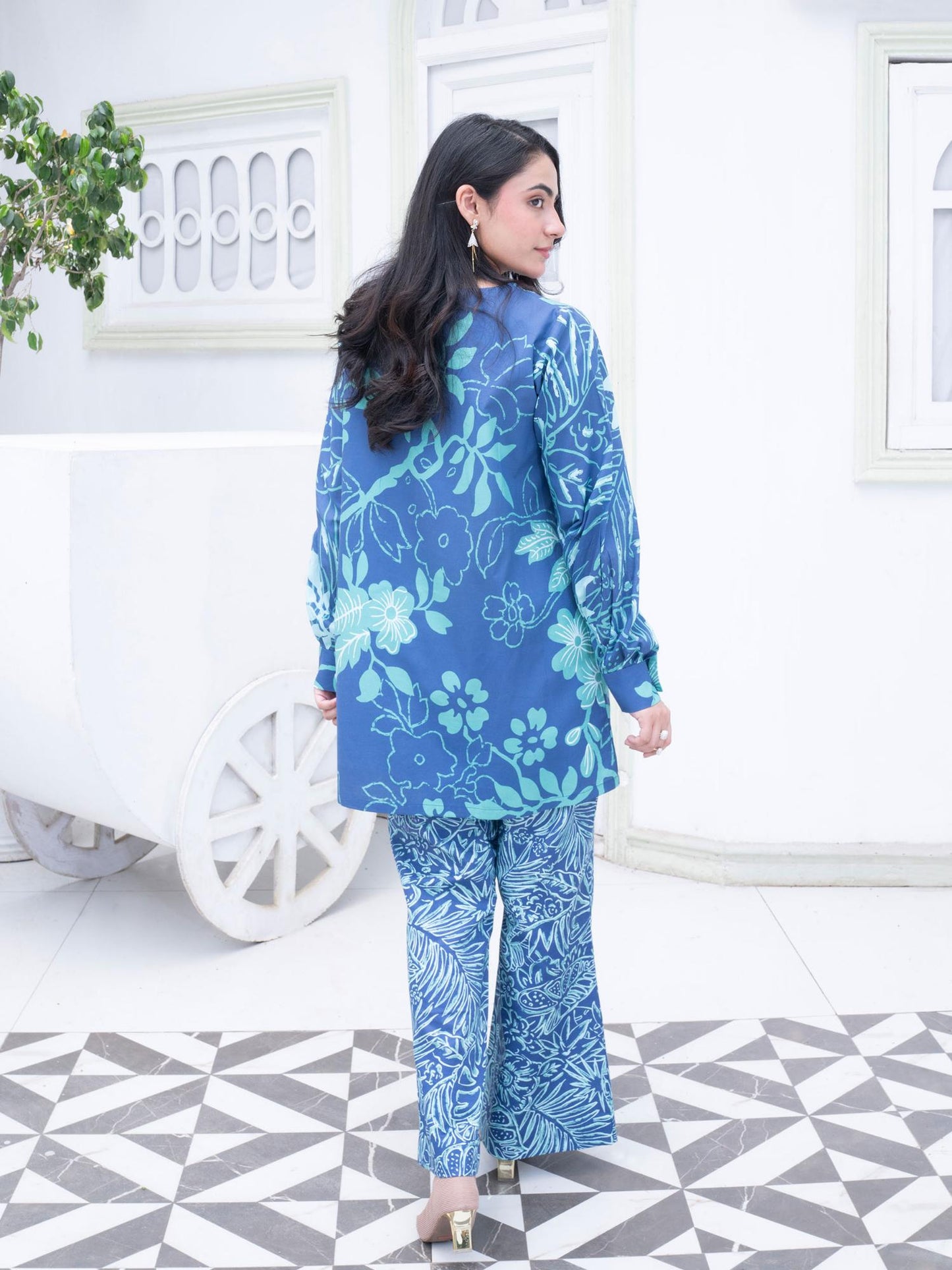 Blue Rabazka Lawn Printed Co-Ord Set-14