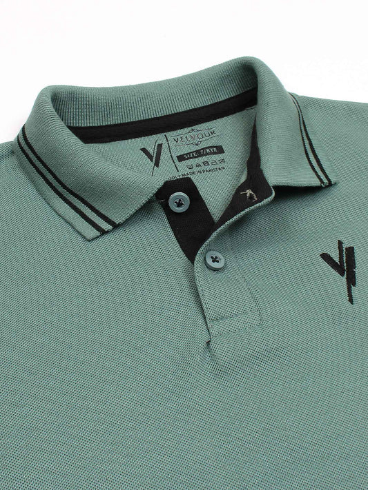 Velvour Boys Pique Tipping Collar Polo Shirt-VP11-H