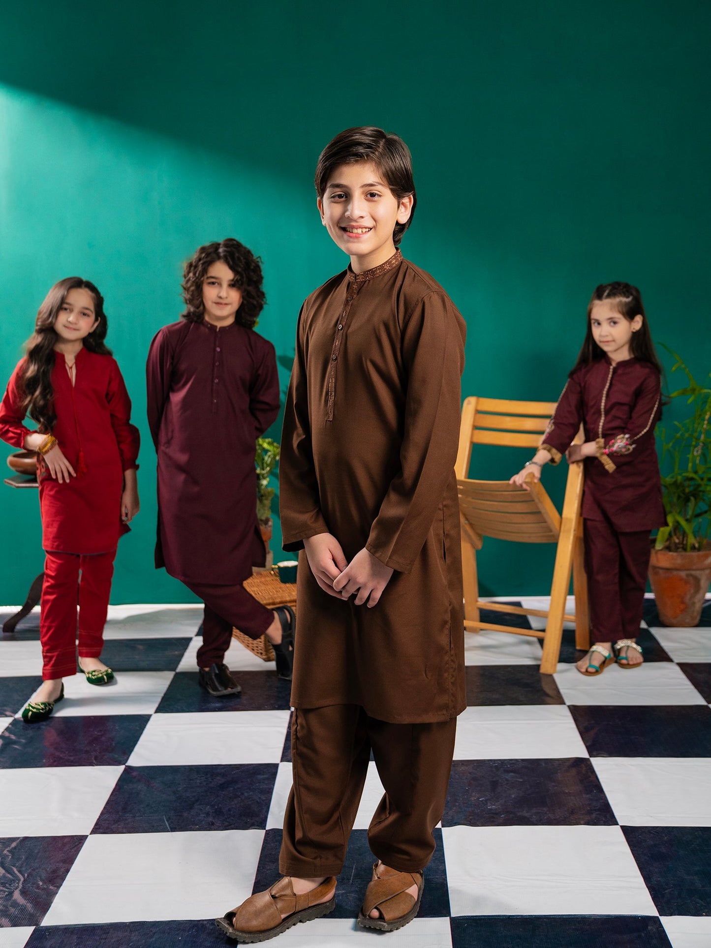 Velvour Boys Cotton Embroidered Stitched Shalwar Kameez-VB174-B