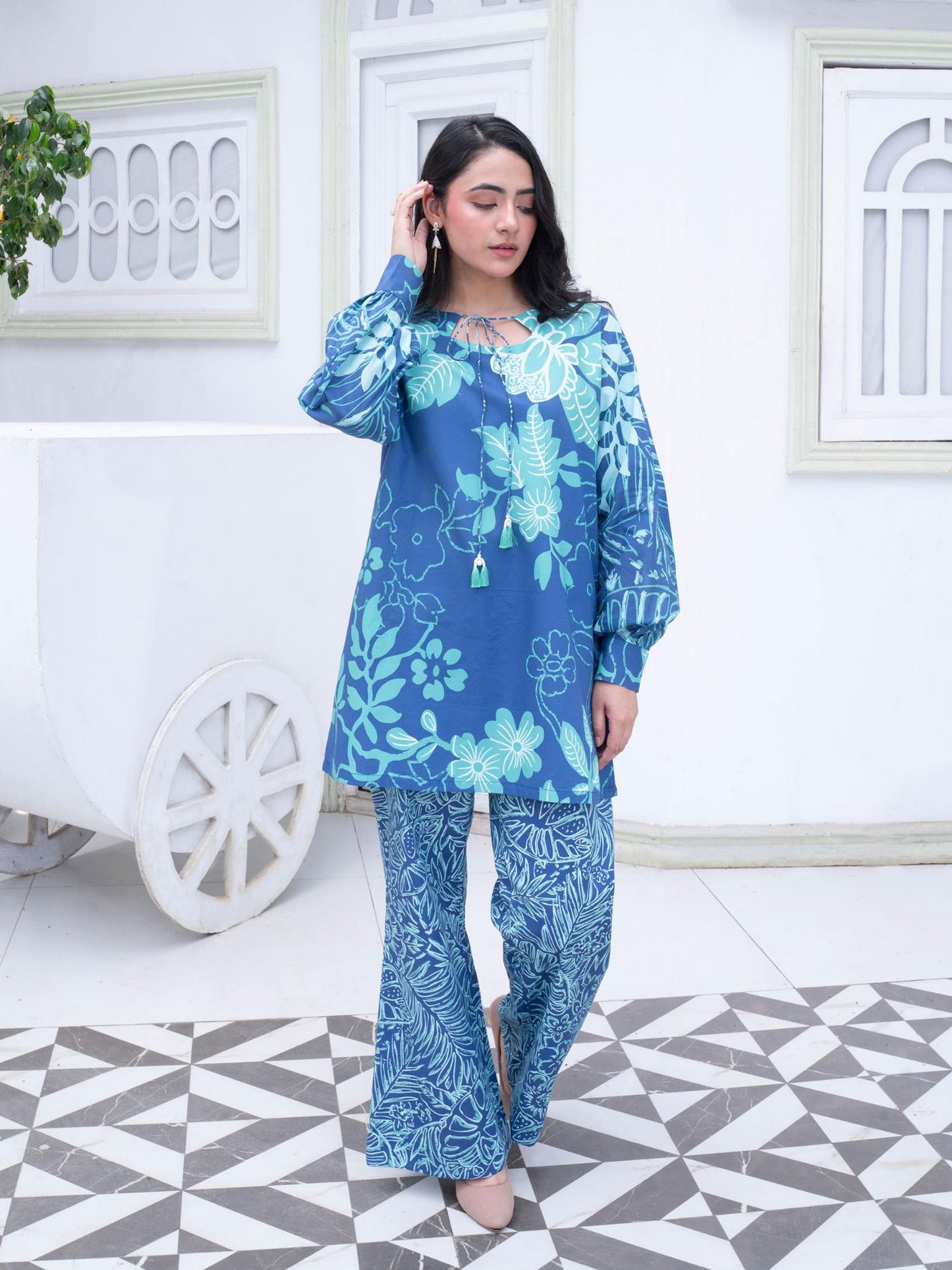 Blue Rabazka Lawn Printed Co-Ord Set-14