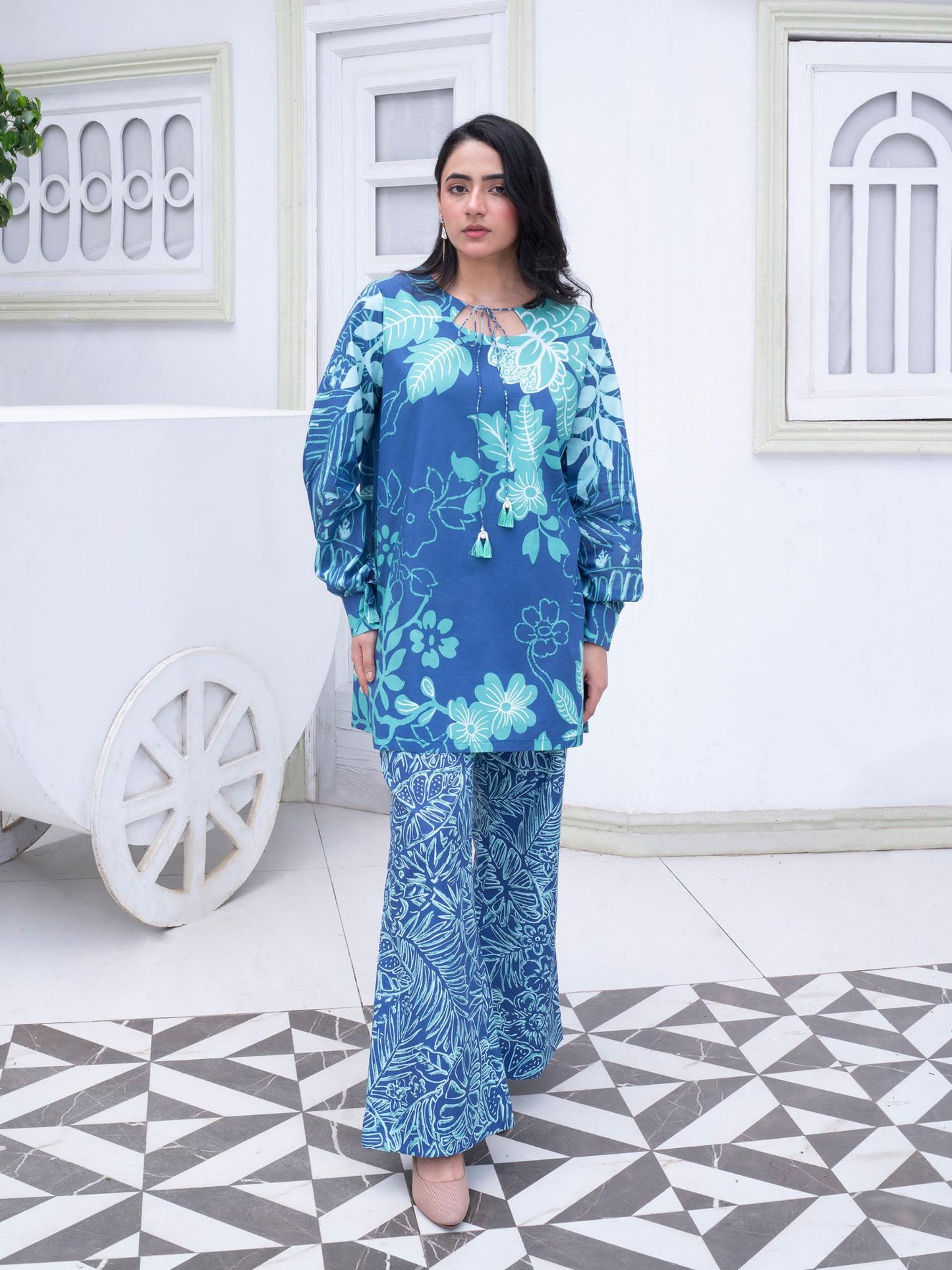 Blue Rabazka Lawn Printed Co-Ord Set-14