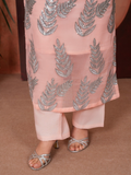 Stylish Collection Majeste Crinkle Chiffon Embroidered Stitched 3-Piece Suit-Zirwah Peach