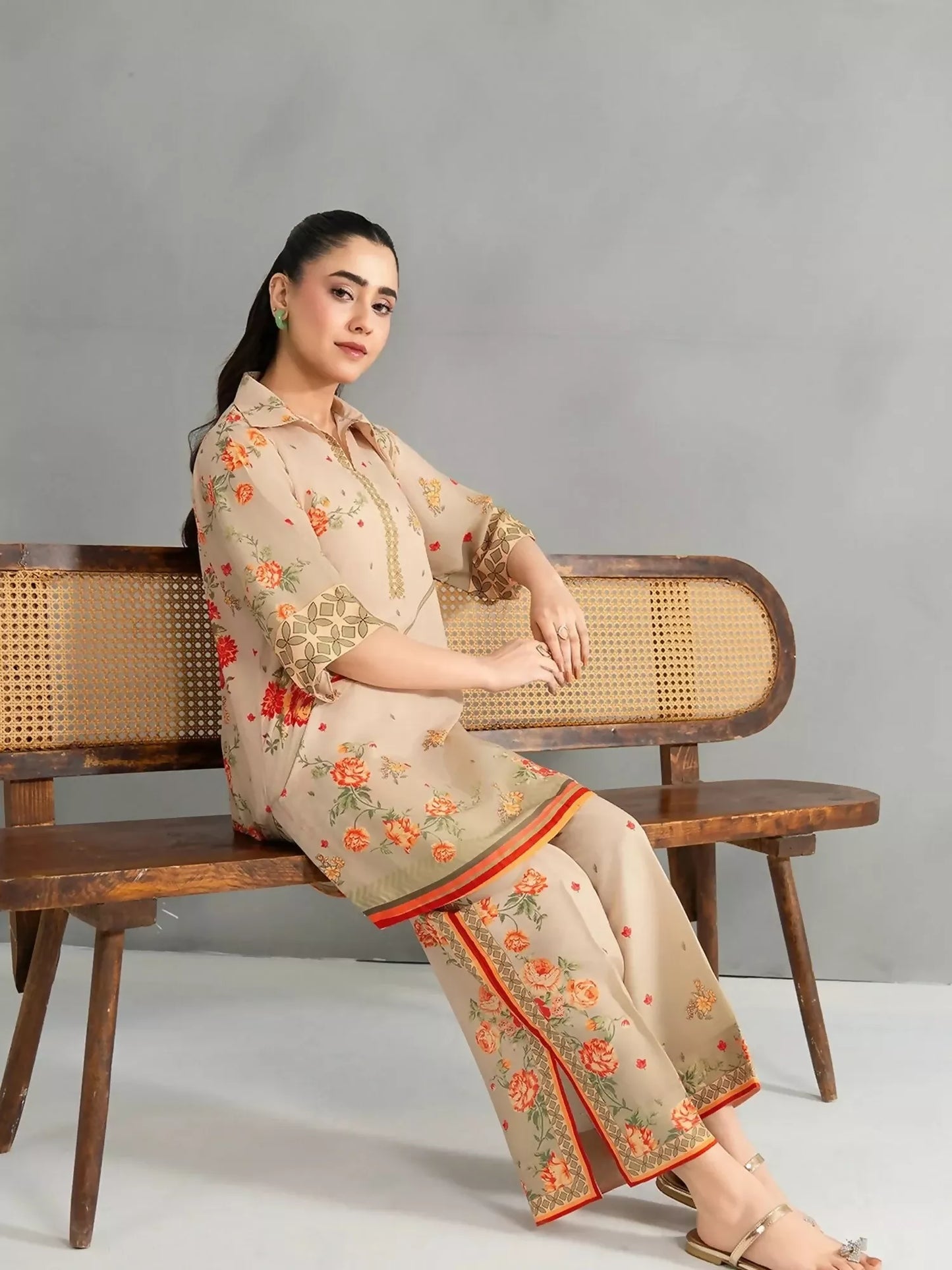 Panache Apparel Dear Summer Silk Lawn Printed Co-Ord Set-Verdant