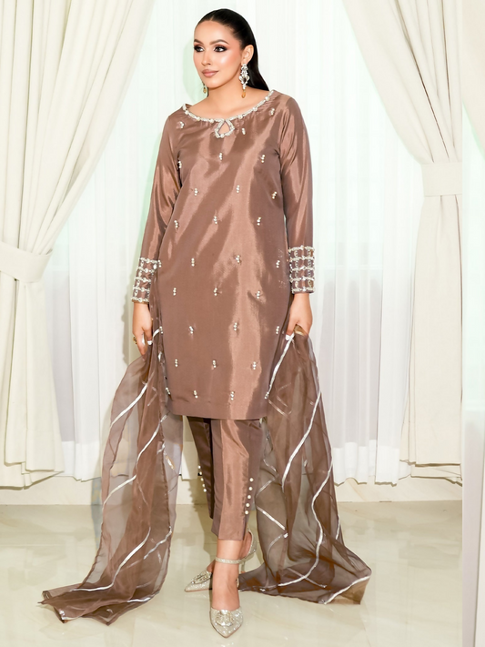 Allure By IH Fashion Calling Raw Silk Embellished Stitched 3-Piece Suit-Zelda