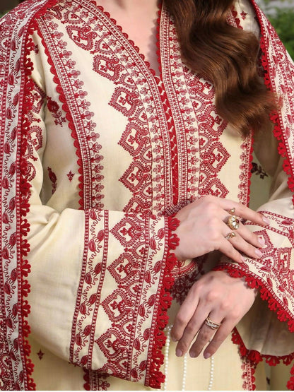 Zeephire Dhanak Embroidered Stitched 3-Piece Suit-Abira