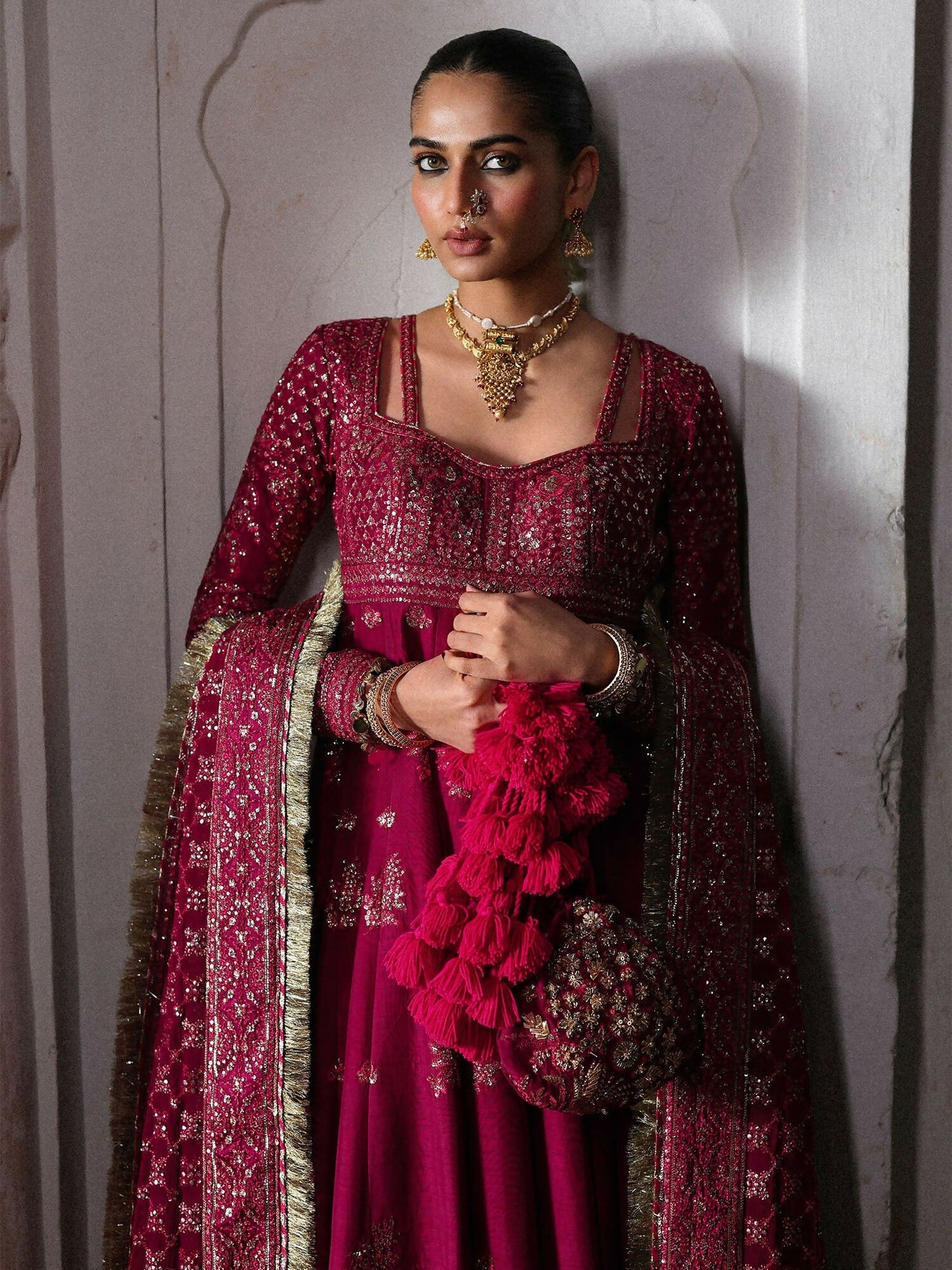 Hussain Rehar Festive Unstitched'26 Korean Raw Silk Embroidered 3-Piece Suit-Gulpanra