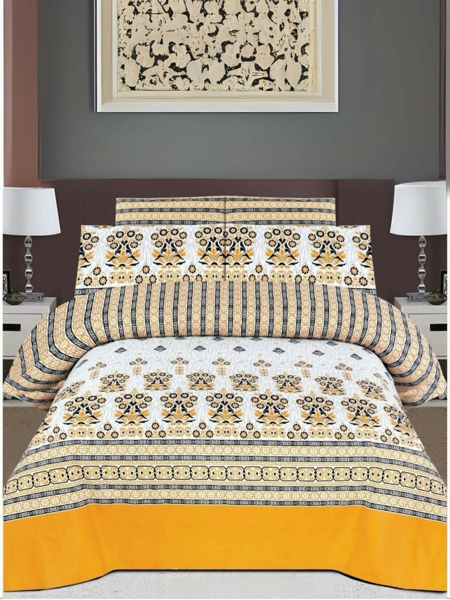 Salonika Cotton Printed 6 Piece Comforter Set-416