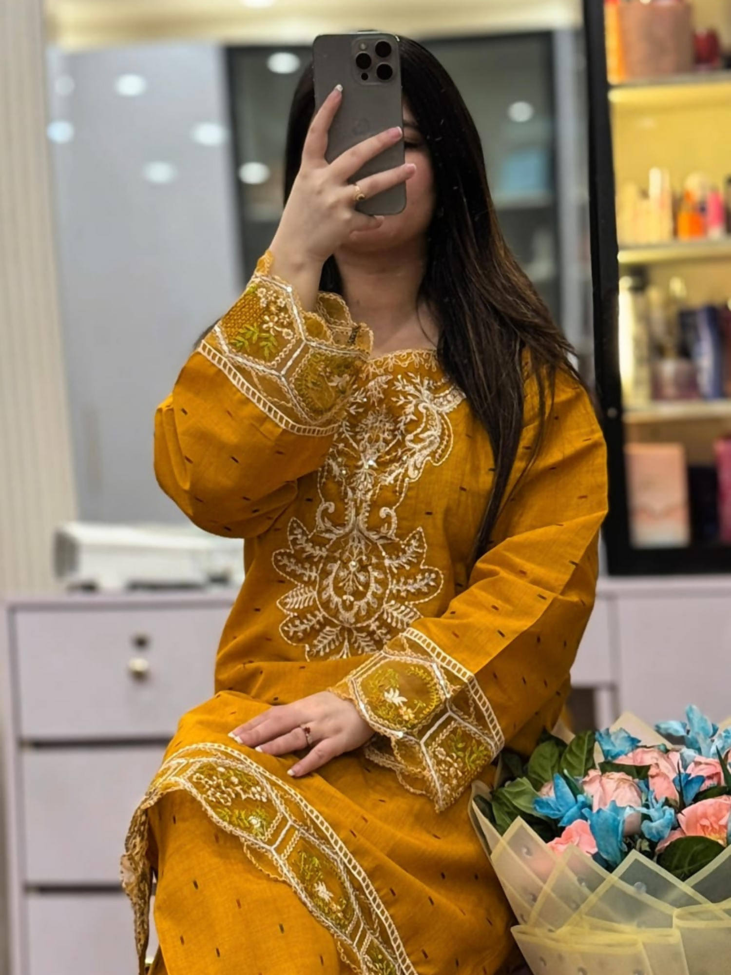 Tehzeeb Libas Cotton Embroidered Stitched 2-Piece Suit-Muqaddas