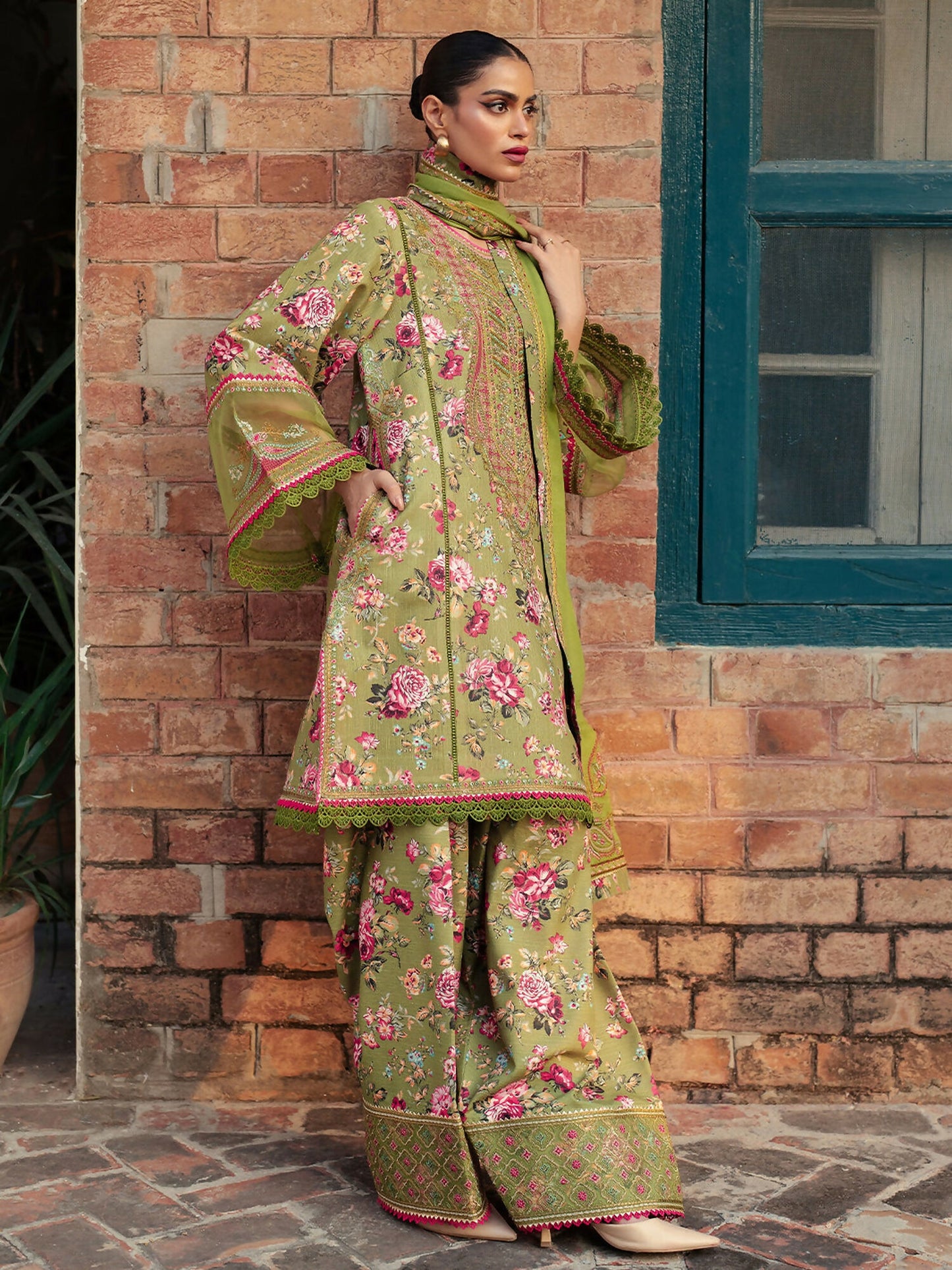 Binilyas Khaddar Embroidered Unstitched 3-Piece Suit-56-B