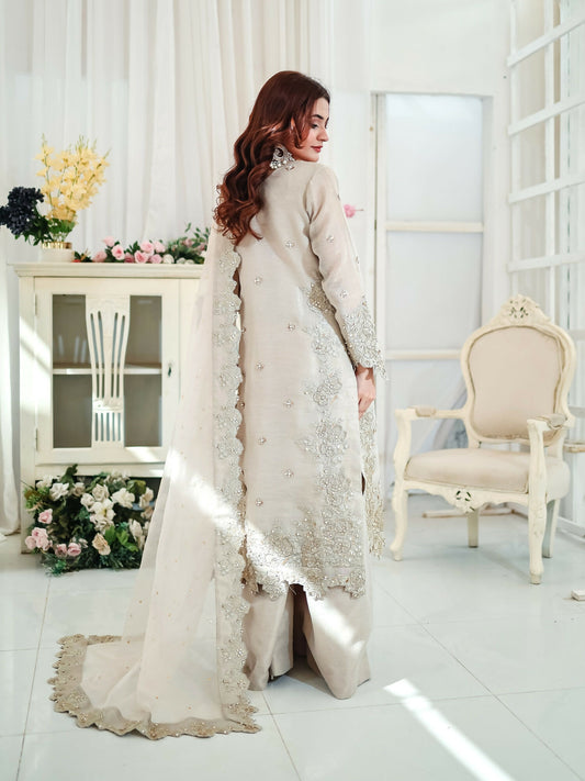Farooq Hameed Studio Wedding Festive'25 Laama Silk Embroidered Stitched 3-Piece Suit-Anaira