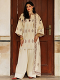 Cream Panache Apparel Noor Mahal Cotton Printed Stitched Suit-Razeen
