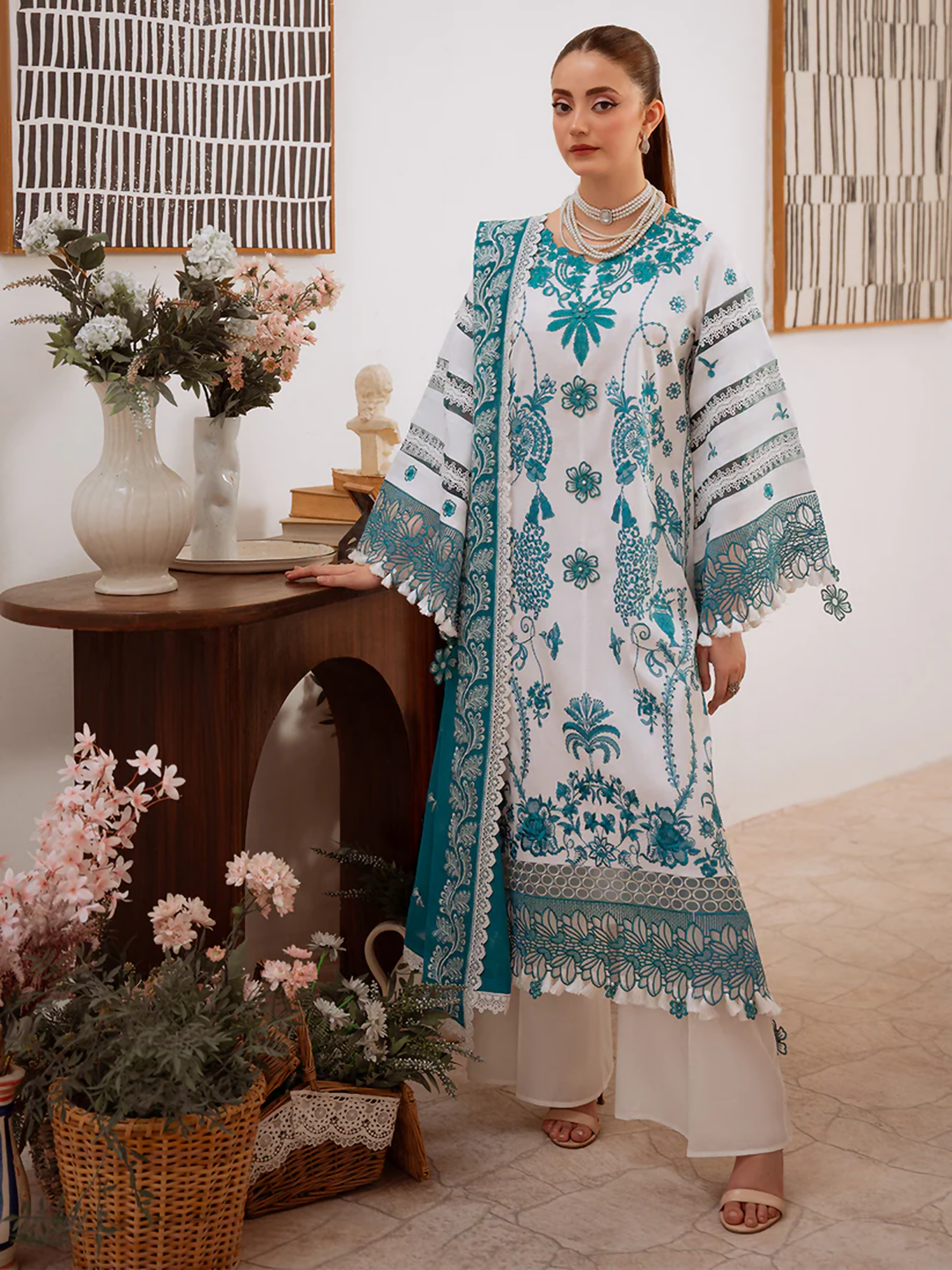 Mahnur Shanaya Lawn Embroidered Unstitched 3-Piece Suit-SN-09