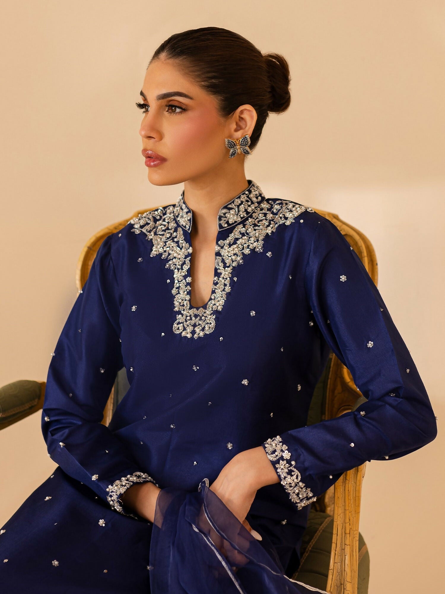 Allure By IH Luxury Pret Raw Silk Embellished Stitched 3-Piece Suit-Eliza