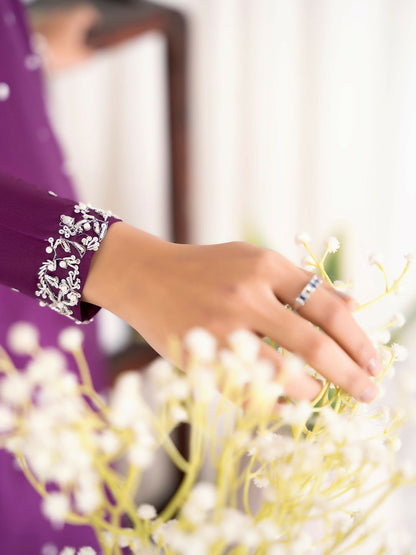 Allure By IH Luxury Pret Raw Silk Embellished Stitched 3-Piece Suit-Shanaya