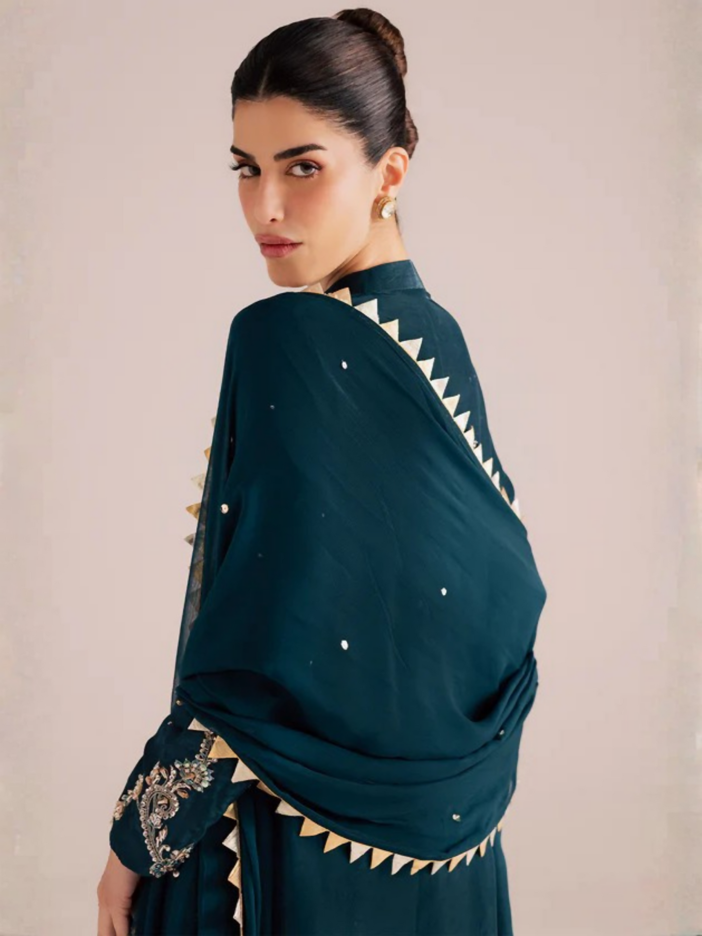 Allure By IH Silver Night Tussel Silk Embroidered Stitched 3-Piece Suit-Eclipse