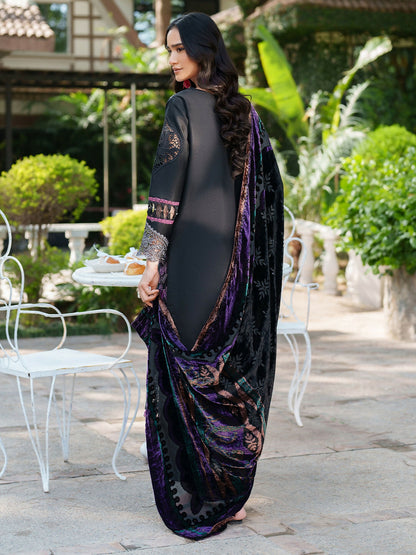 Parishay Panache Winter Corduroy Embroidered Stitched 3-Piece Suit-PNE-01