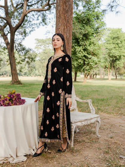 Panache Apparel Velvet Edit Micro Velvet 9000 Embroidered Stitched 3-Piece Suit-Jorah