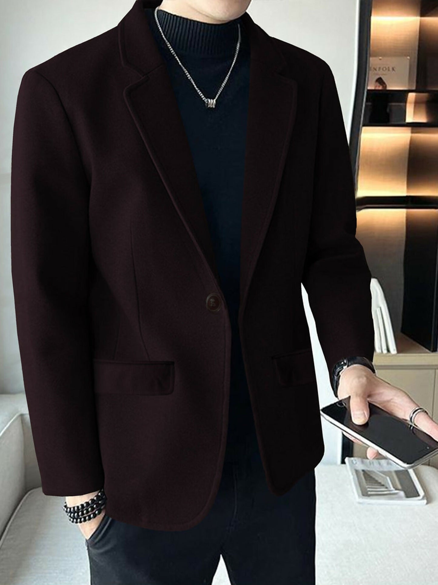 Maroon Jupiter Imported Prime Man Woolen Business Maroon Coat-15048