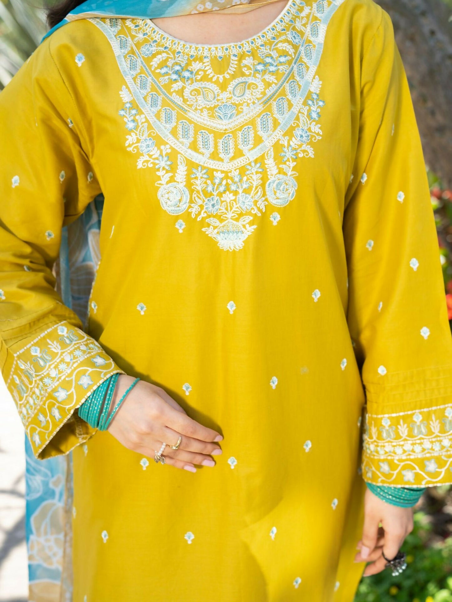 Panache Apparel Serenity Cotton Lawn Embroidered Stitched Suit-Golden Glow