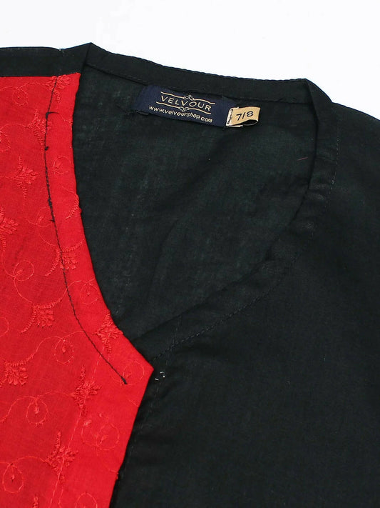 Velvour Girls Cotton Embroidered Co-Ord Set-VG151-A