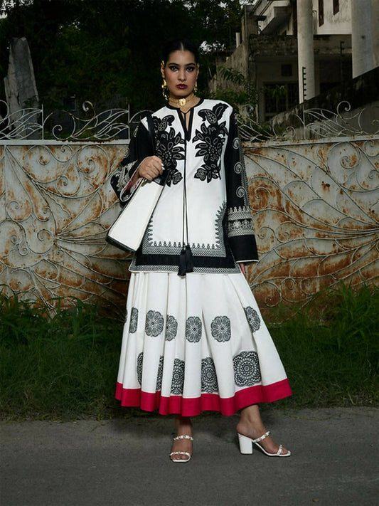 Jugnu By Hussain Rehar Mono'25 Cotton Embroidered Stitched 2-Piece Suit-Nayati