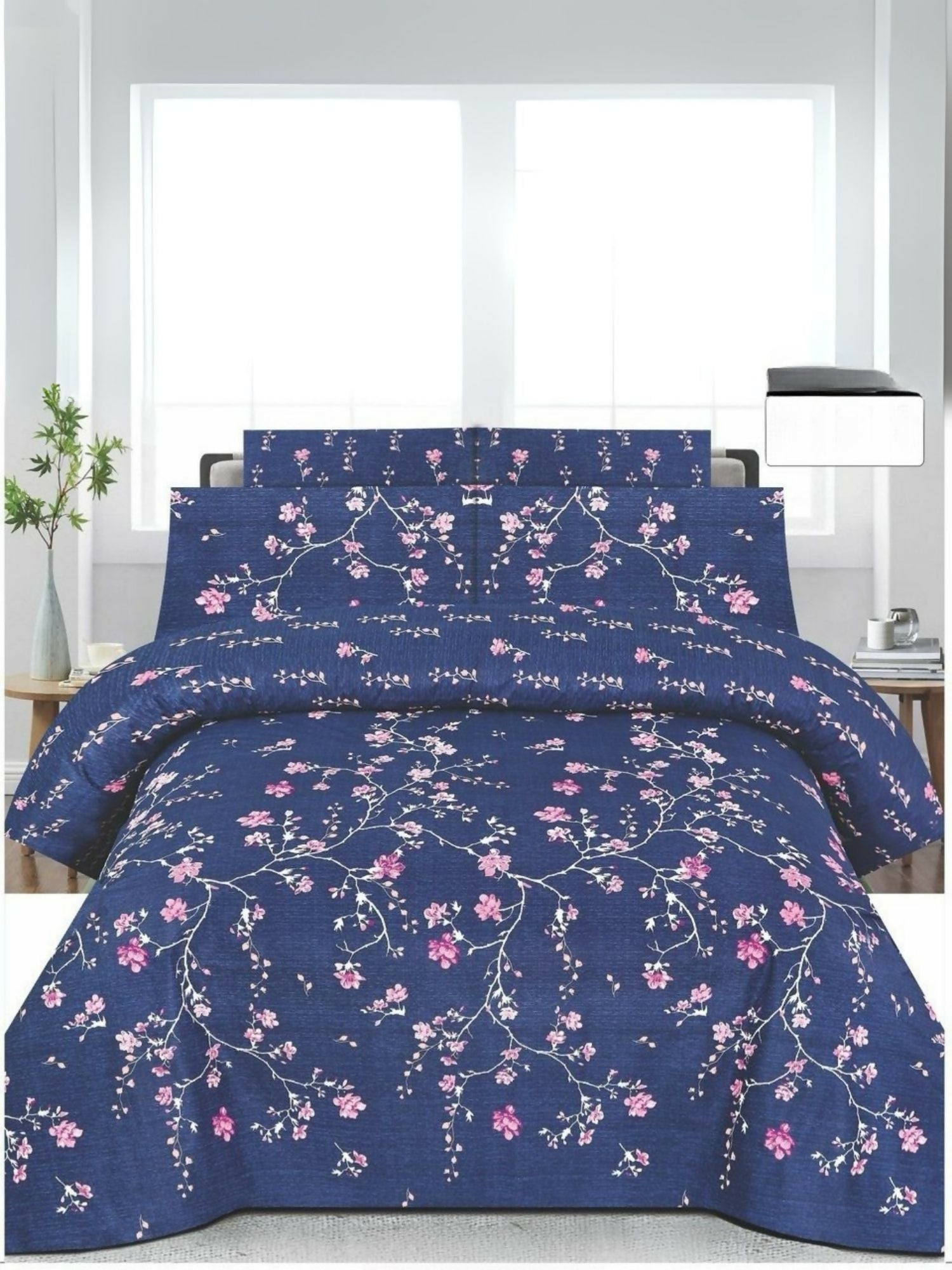 Danier 6-piece comforter set with small floral design and coordinated bedding items.