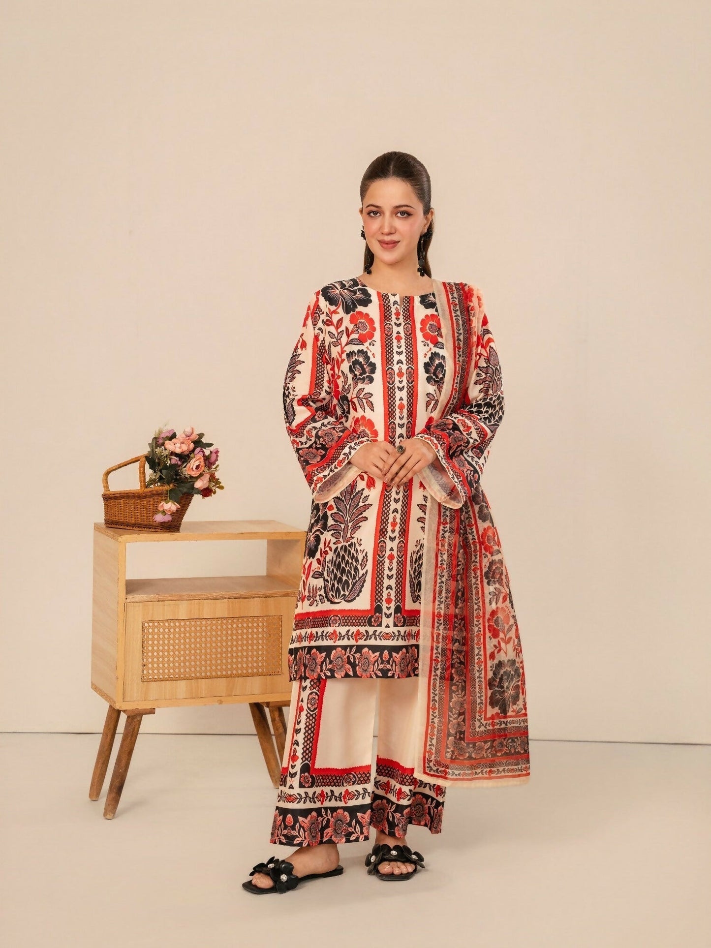 Stylish Collection Whisper Pret Silk Grip Printed Stitched 3-Piece Suit-Floral