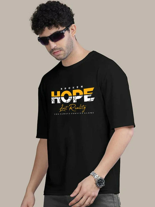 Black Jupiter Printed Broken Hope Graphic Tee-Shirt-14461