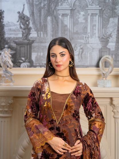 Noori Palachi Embossed Printed and Embroidered Unstitched 3-Piece Suit