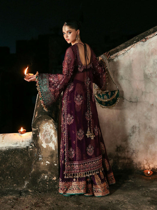 Hussain Rehar Massarat Festive Unstitched'25 Chiffon Embroidered 3-Piece Suit-Ghazal