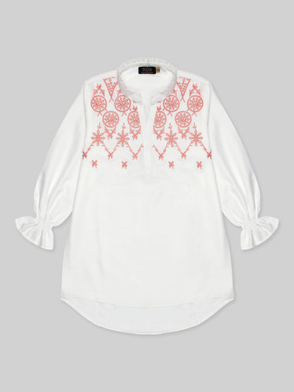 Velvour Girls Cotton Embroidered Stitched Tunic-VG118-A