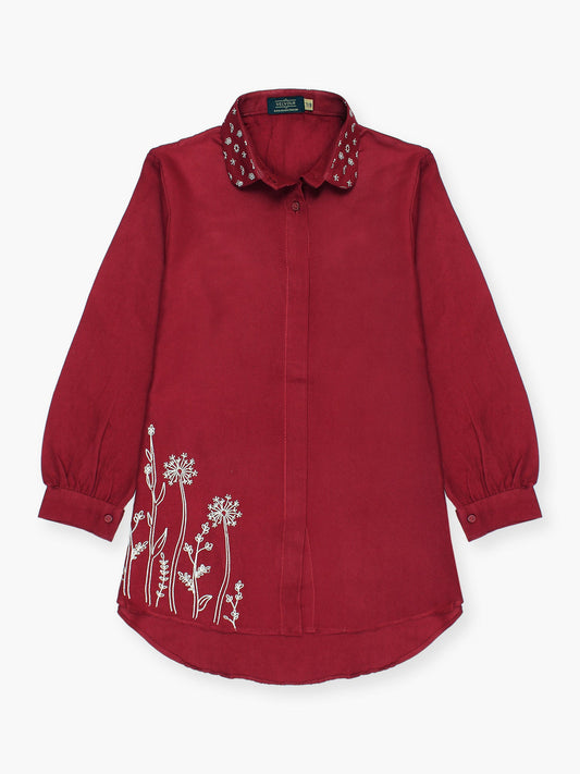 Velvour Girls Cotton Embroidered Stitched Tunic-VG121-C