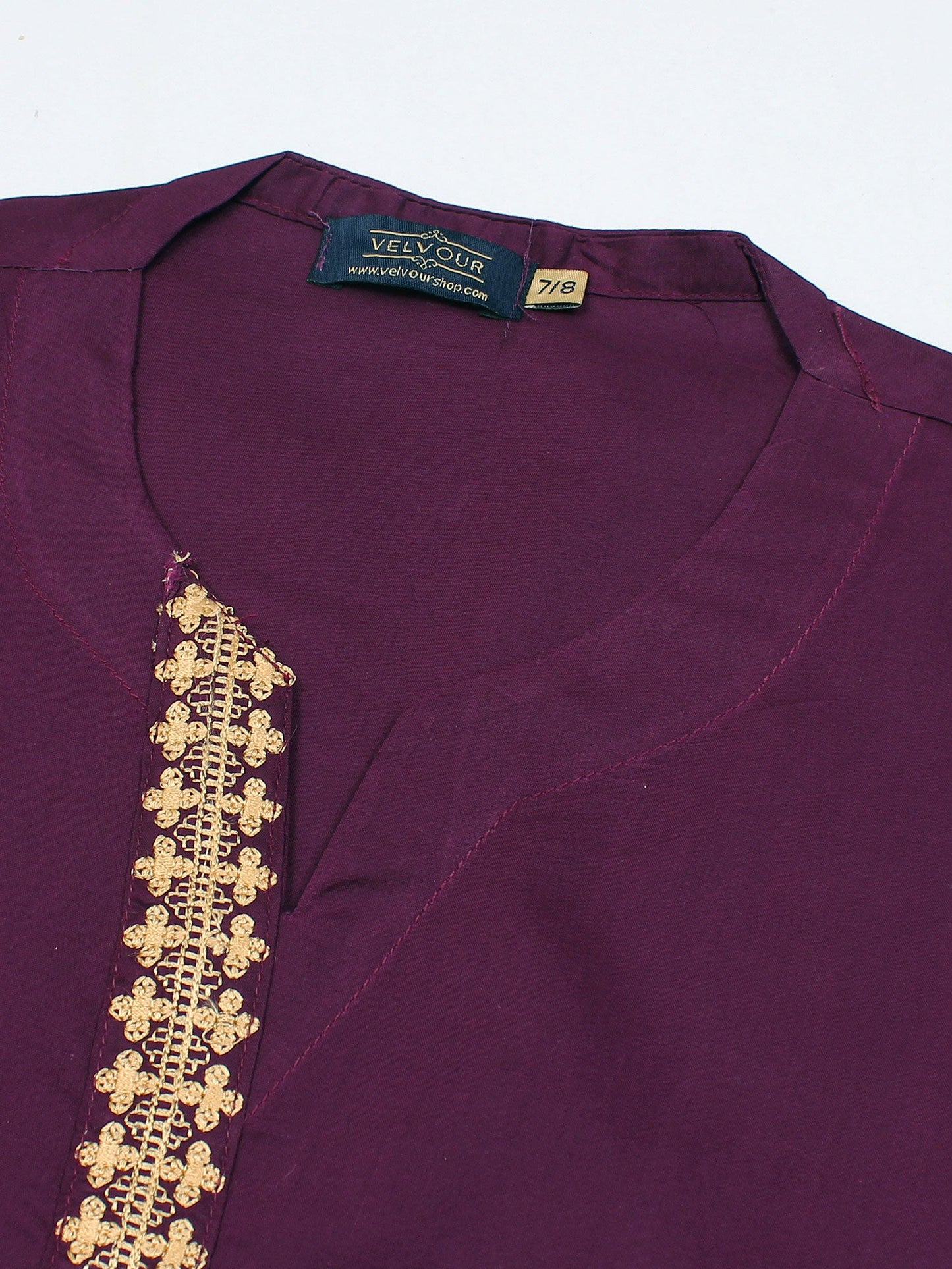 Velvour Girls Cotton Embroidered Stitched 2-Piece Suit-VG136-A